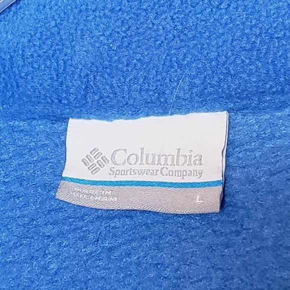 Columbia Fleece Jacket Full Zip Warm Blue Sweatshirt LARGE 12 14 - Picture 8 of 12